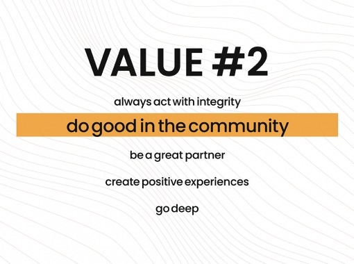 Image with text stating do good in the community