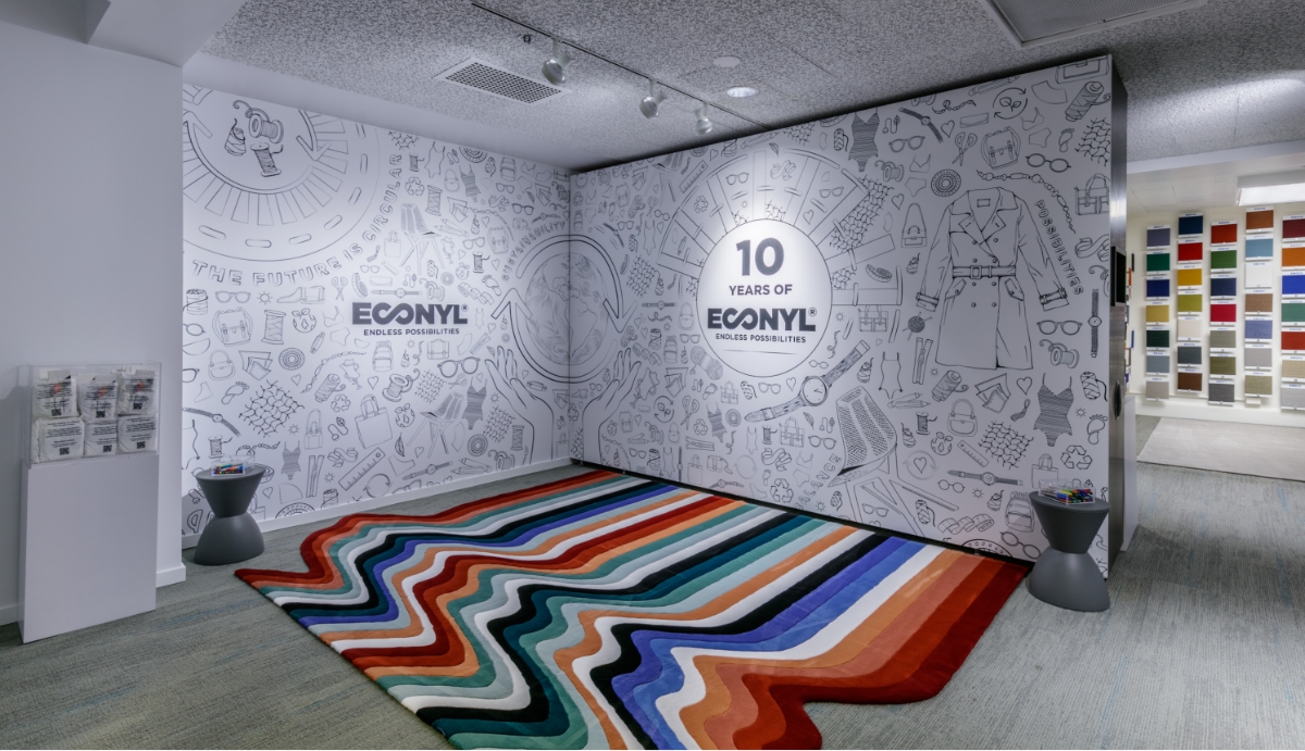 Photo of Aquafil Econyl display room at NeoCon