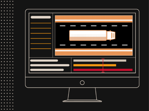 illustration of a computer screen showing an animated video being worked on